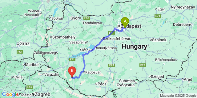 Map: Budapest Airport (BUD), Ferihegy, Liszt Ferenc to Nagyatád
