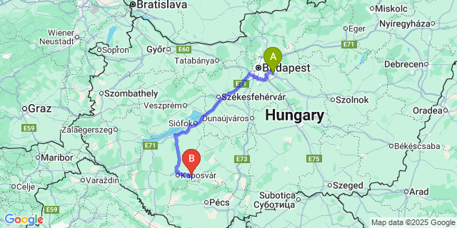 Map: Budapest Airport (BUD), Ferihegy, Liszt Ferenc to Nagyberki