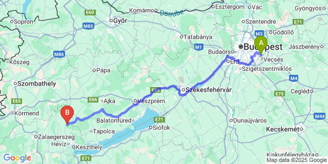 Map: Budapest Airport (BUD), Ferihegy, Liszt Ferenc to Nagygörbő