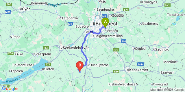 Map: Budapest Airport (BUD), Ferihegy, Liszt Ferenc to Nagykarácsony