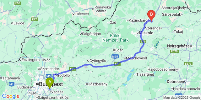 Map: Budapest Airport (BUD), Ferihegy, Liszt Ferenc to Nagykinizs