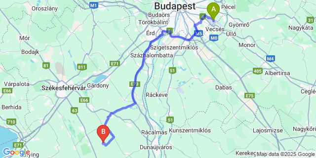 Map: Budapest Airport (BUD), Ferihegy, Liszt Ferenc to Nagylók