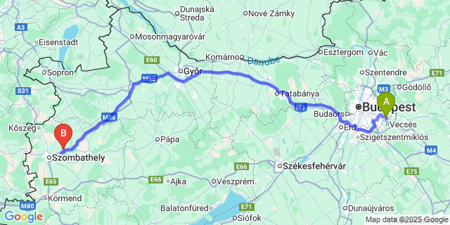 Map: Budapest Airport (BUD), Ferihegy, Liszt Ferenc to Nemesbőd