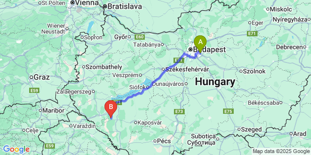 Map: Budapest Airport (BUD), Ferihegy, Liszt Ferenc to Nemesdéd