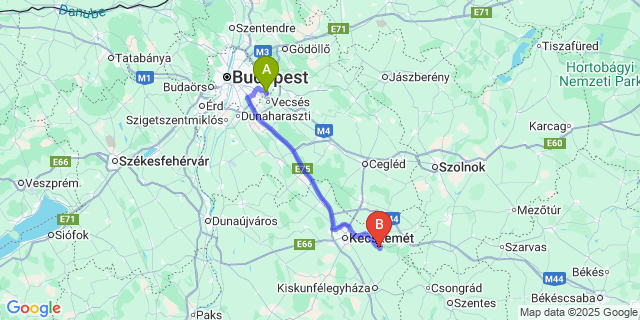 Map: Budapest Airport (BUD), Ferihegy, Liszt Ferenc to Nyárlőrinc