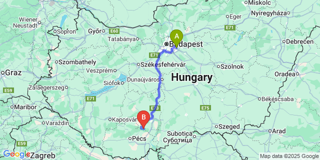 Map: Budapest Airport (BUD), Ferihegy, Liszt Ferenc to Ófalu