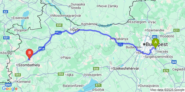 Map: Budapest Airport (BUD), Ferihegy, Liszt Ferenc to Ölbő