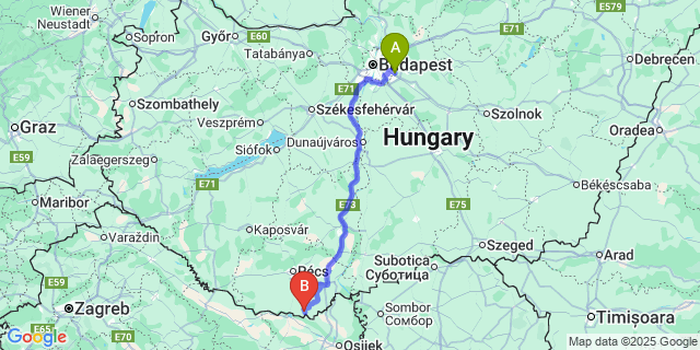 Map: Budapest Airport (BUD), Ferihegy, Liszt Ferenc to Old
