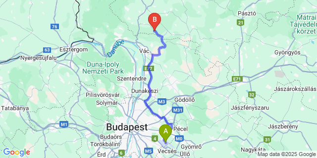 Map: Budapest Airport (BUD), Ferihegy, Liszt Ferenc to Ősagárd
