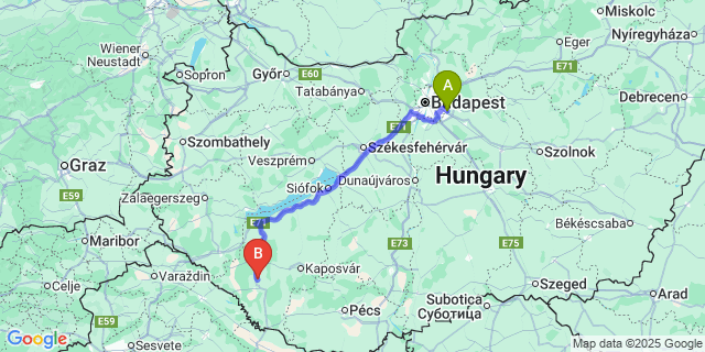 Map: Budapest Airport (BUD), Ferihegy, Liszt Ferenc to Ötvöskónyi