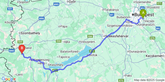 Map: Budapest Airport (BUD), Ferihegy, Liszt Ferenc to Ozmánbük