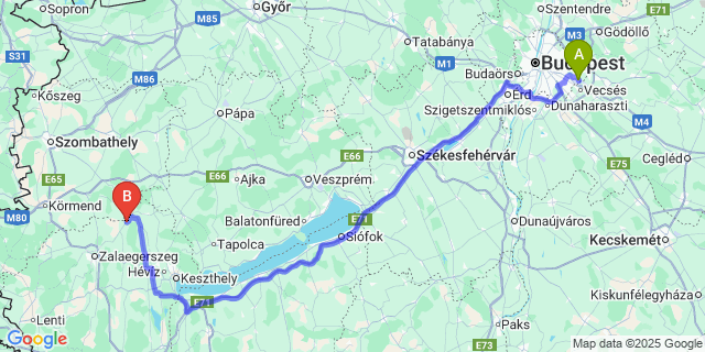 Map: Budapest Airport (BUD), Ferihegy, Liszt Ferenc to Pakod