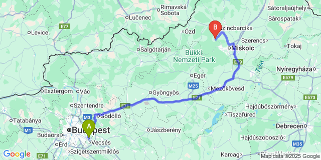 Map: Budapest Airport (BUD), Ferihegy, Liszt Ferenc to Parasznya