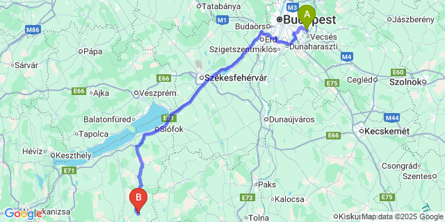 Map: Budapest Airport (BUD), Ferihegy, Liszt Ferenc to Patalom