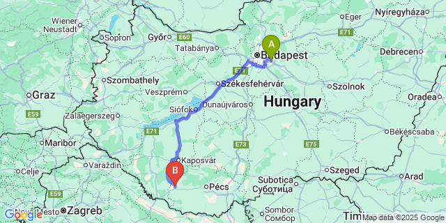 Map: Budapest Airport (BUD), Ferihegy, Liszt Ferenc to Patapoklosi
