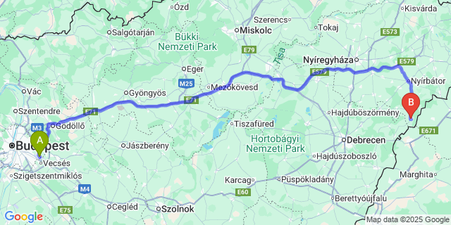 Map: Budapest Airport (BUD), Ferihegy, Liszt Ferenc to Penészlek