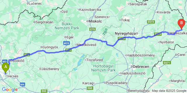 Map: Budapest Airport (BUD), Ferihegy, Liszt Ferenc to Penyige