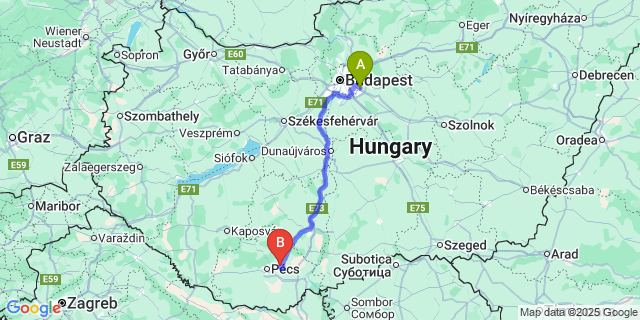 Map: Budapest Airport (BUD), Ferihegy, Liszt Ferenc to Pereked