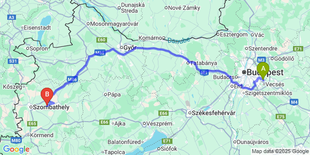 Map: Budapest Airport (BUD), Ferihegy, Liszt Ferenc to Porpác