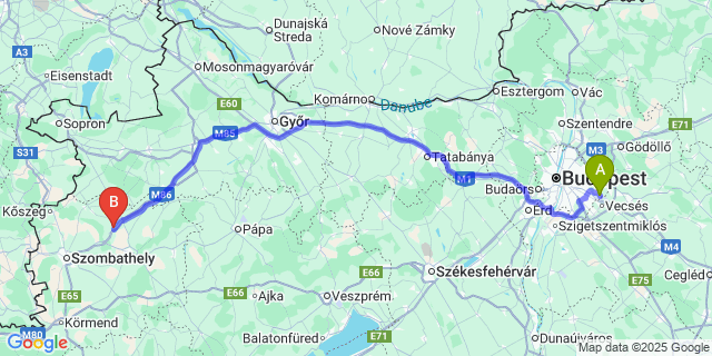 Map: Budapest Airport (BUD), Ferihegy, Liszt Ferenc to Pósfa