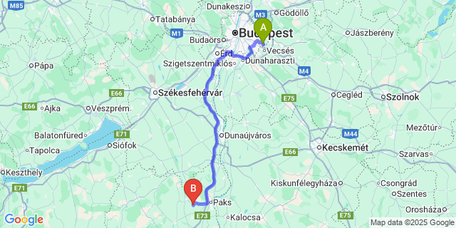 Map: Budapest Airport (BUD), Ferihegy, Liszt Ferenc to Pusztahencse