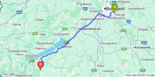Map: Budapest Airport (BUD), Ferihegy, Liszt Ferenc to Pusztakovácsi