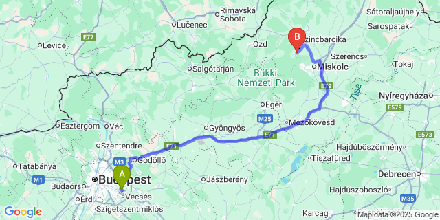 Map: Budapest Airport (BUD), Ferihegy, Liszt Ferenc to Radostyán