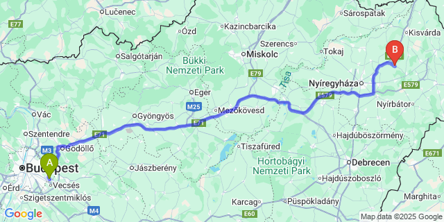 Map: Budapest Airport (BUD), Ferihegy, Liszt Ferenc to Ramocsaháza