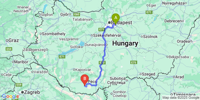 Map: Budapest Airport (BUD), Ferihegy, Liszt Ferenc to Regenye