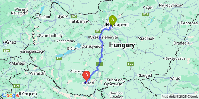 Map: Budapest Airport (BUD), Ferihegy, Liszt Ferenc to Romonya