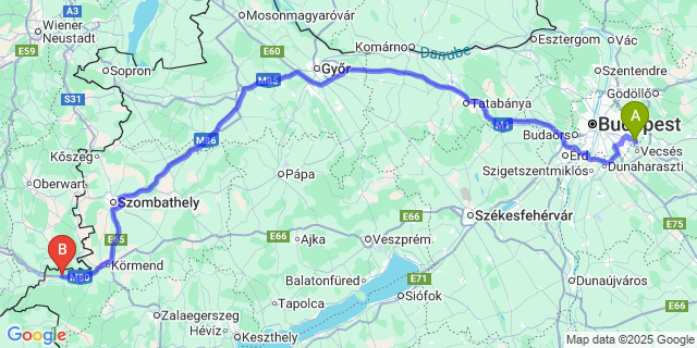 Map: Budapest Airport (BUD), Ferihegy, Liszt Ferenc to Rönök