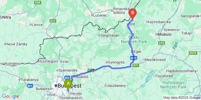 Map: Budapest Airport (BUD), Ferihegy, Liszt Ferenc to Sajónémeti