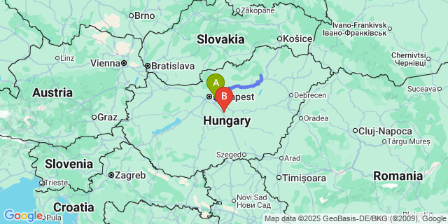 Map: Budapest Airport (BUD), Ferihegy, Liszt Ferenc to Sály