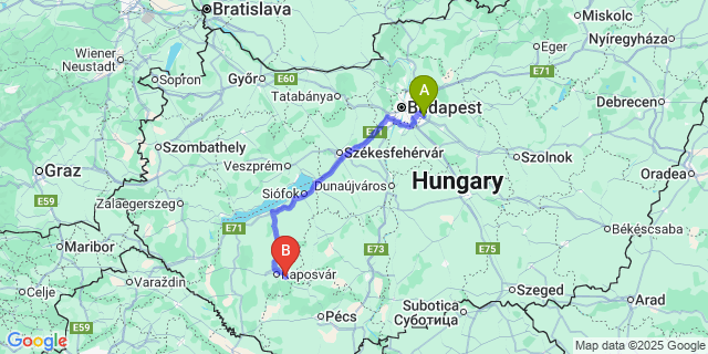 Map: Budapest Airport (BUD), Ferihegy, Liszt Ferenc to Sántos
