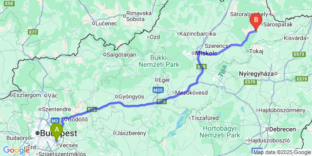 Map: Budapest Airport (BUD), Ferihegy, Liszt Ferenc to Sárazsadány