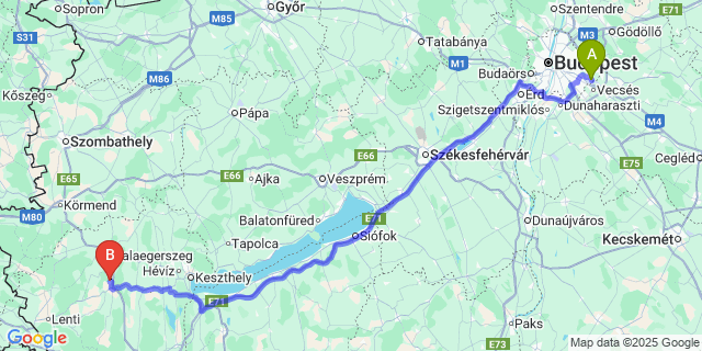 Map: Budapest Airport (BUD), Ferihegy, Liszt Ferenc to Sárhida
