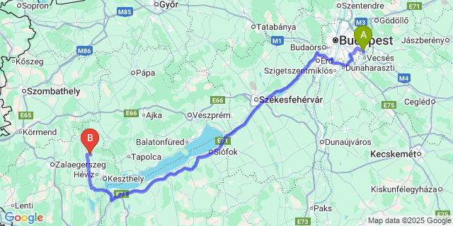 Map: Budapest Airport (BUD), Ferihegy, Liszt Ferenc to Sénye