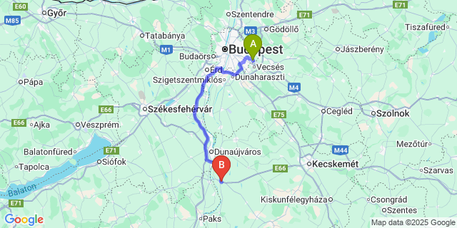 Map: Budapest Airport (BUD), Ferihegy, Liszt Ferenc to Solt