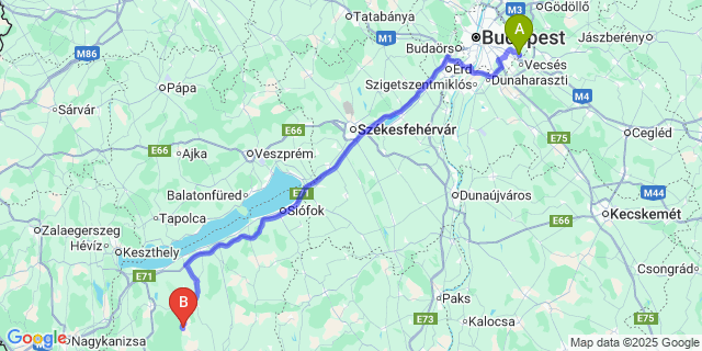 Map: Budapest Airport (BUD), Ferihegy, Liszt Ferenc to Somogyfajsz