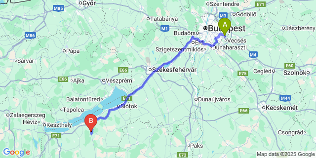 Map: Budapest Airport (BUD), Ferihegy, Liszt Ferenc to Somogytúr