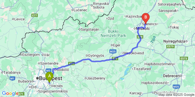Map: Budapest Airport (BUD), Ferihegy, Liszt Ferenc to Sóstófalva