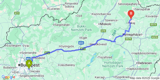 Map: Budapest Airport (BUD), Ferihegy, Liszt Ferenc to Szabolcs