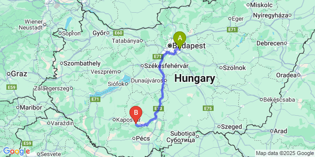 Map: Budapest Airport (BUD), Ferihegy, Liszt Ferenc to Szalatnak