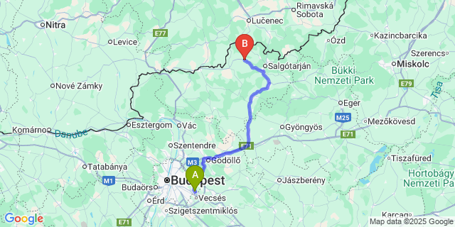 Map: Budapest Airport (BUD), Ferihegy, Liszt Ferenc to Szalmatercs