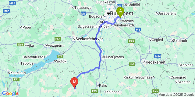 Map: Budapest Airport (BUD), Ferihegy, Liszt Ferenc to Szárazd