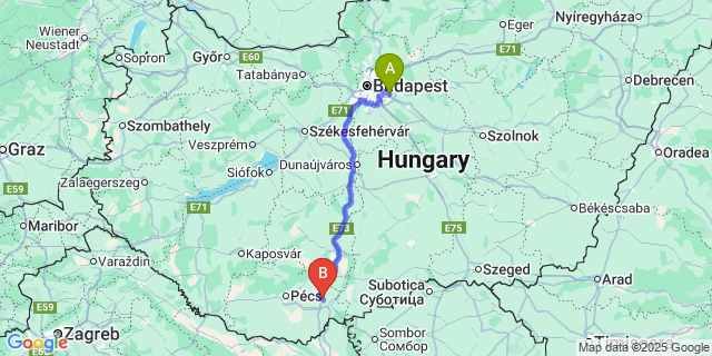 Map: Budapest Airport (BUD), Ferihegy, Liszt Ferenc to Székelyszabar
