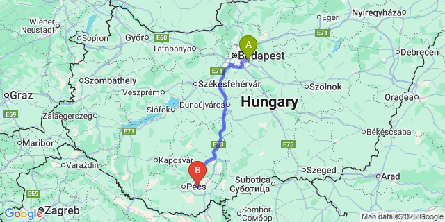 Map: Budapest Airport (BUD), Ferihegy, Liszt Ferenc to Szellő