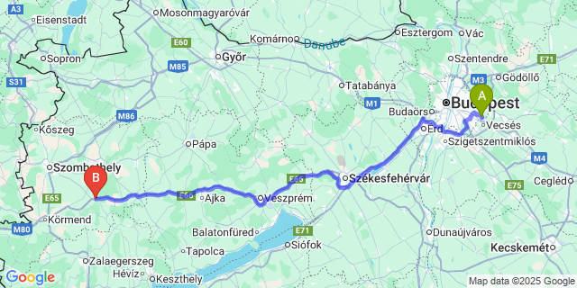 Map: Budapest Airport (BUD), Ferihegy, Liszt Ferenc to Szemenye