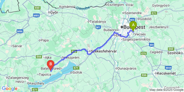 Map: Budapest Airport (BUD), Ferihegy, Liszt Ferenc to Szentjakabfa
