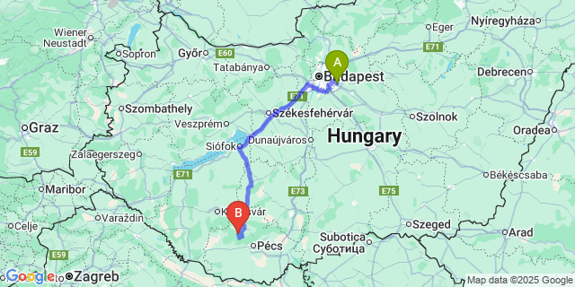 Map: Budapest Airport (BUD), Ferihegy, Liszt Ferenc to Szentkatalin